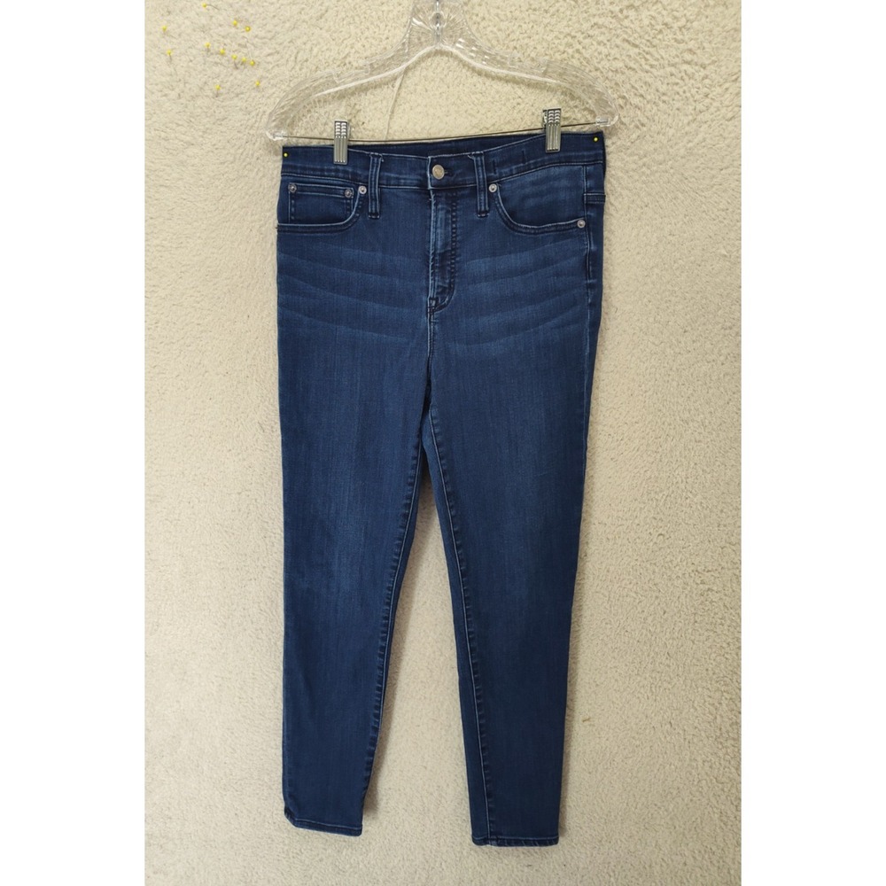 J Crew Women Jeans 30 Blue Cotton Blend High Rise ToothPick Regular Fit Denim